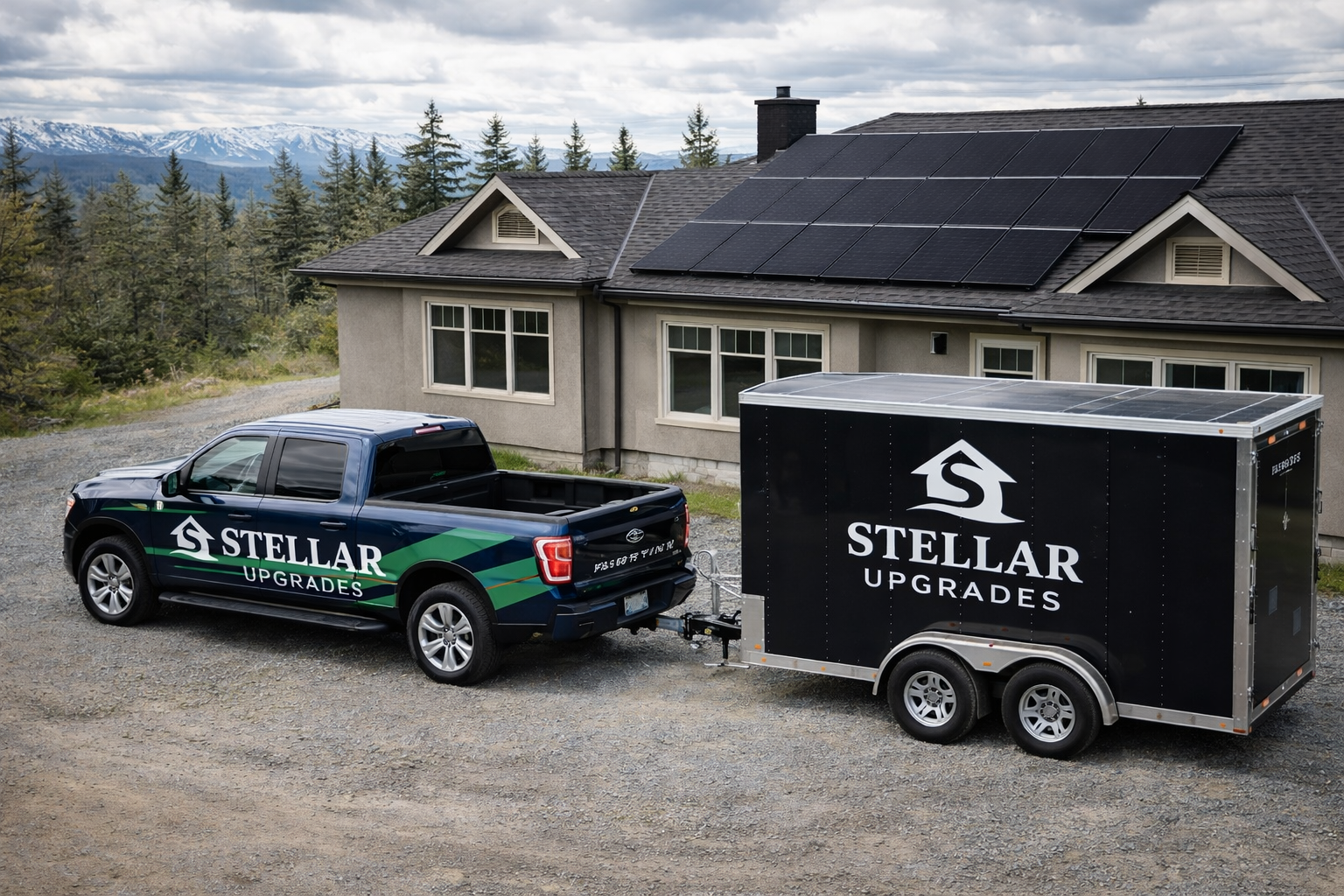 Stellar Upgrades crew installing solar panels on a rooftop in Edmonton