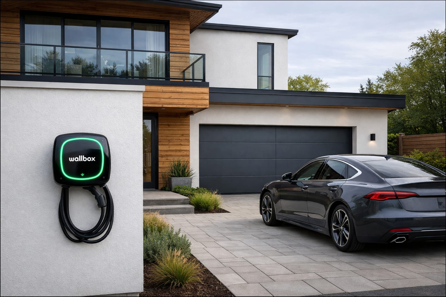 Wallbox Pulsar Plus EV charger installed on Edmonton home by Stellar Upgrades