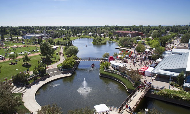 Broadmoor Lake Park aerial view in Sherwood Park Alberta