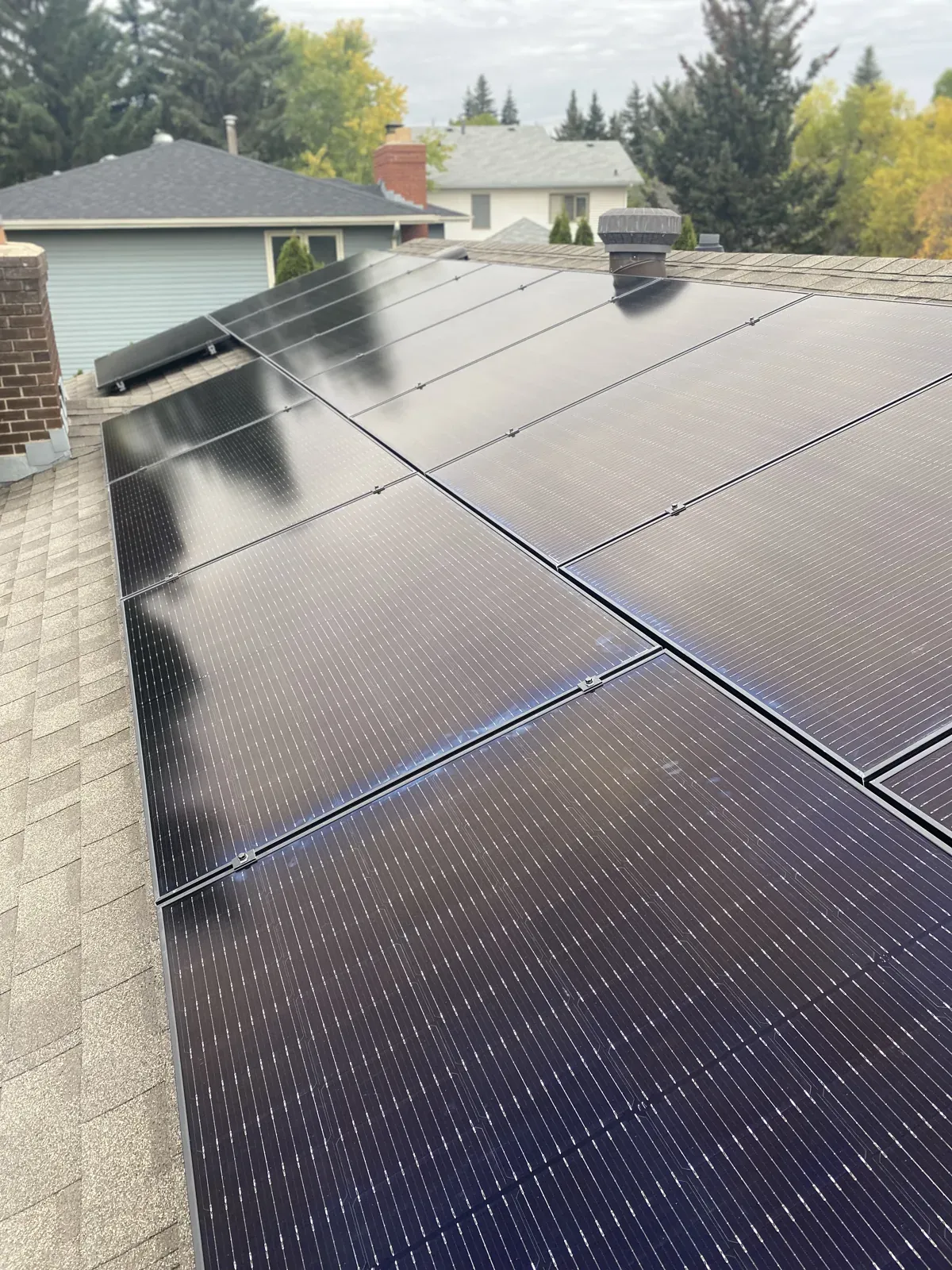 Rooftop solar panel installation in Sherwood Park, Alberta by Stellar Upgrades