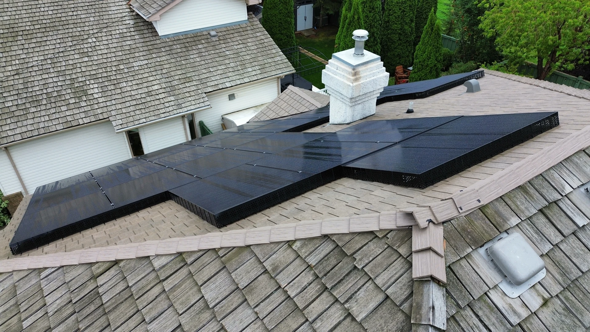 Close view of the panel installation on a suburban home